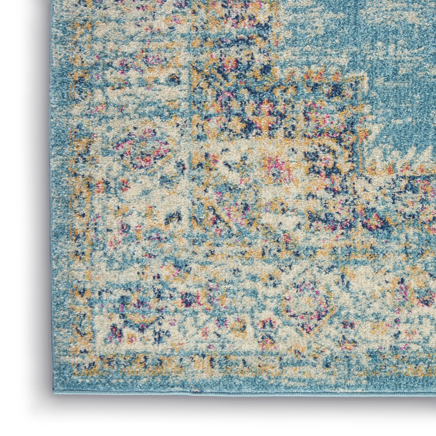 Nourison Passion Light Blue 5'3'' X 7'3'' Area-Rug, Boho, Traditional, Easy-Cleaning, Non Shedding, Bed Room, Living Room, Hallw