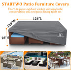 Startwo Patio Furniture Covers Waterproof-126'X126'X28', Patio Lawn Cover For Outdoor 7-12 Piece Sectional Sofa, Conversation Set Garden Dining Tables/Chairs Set,Grey