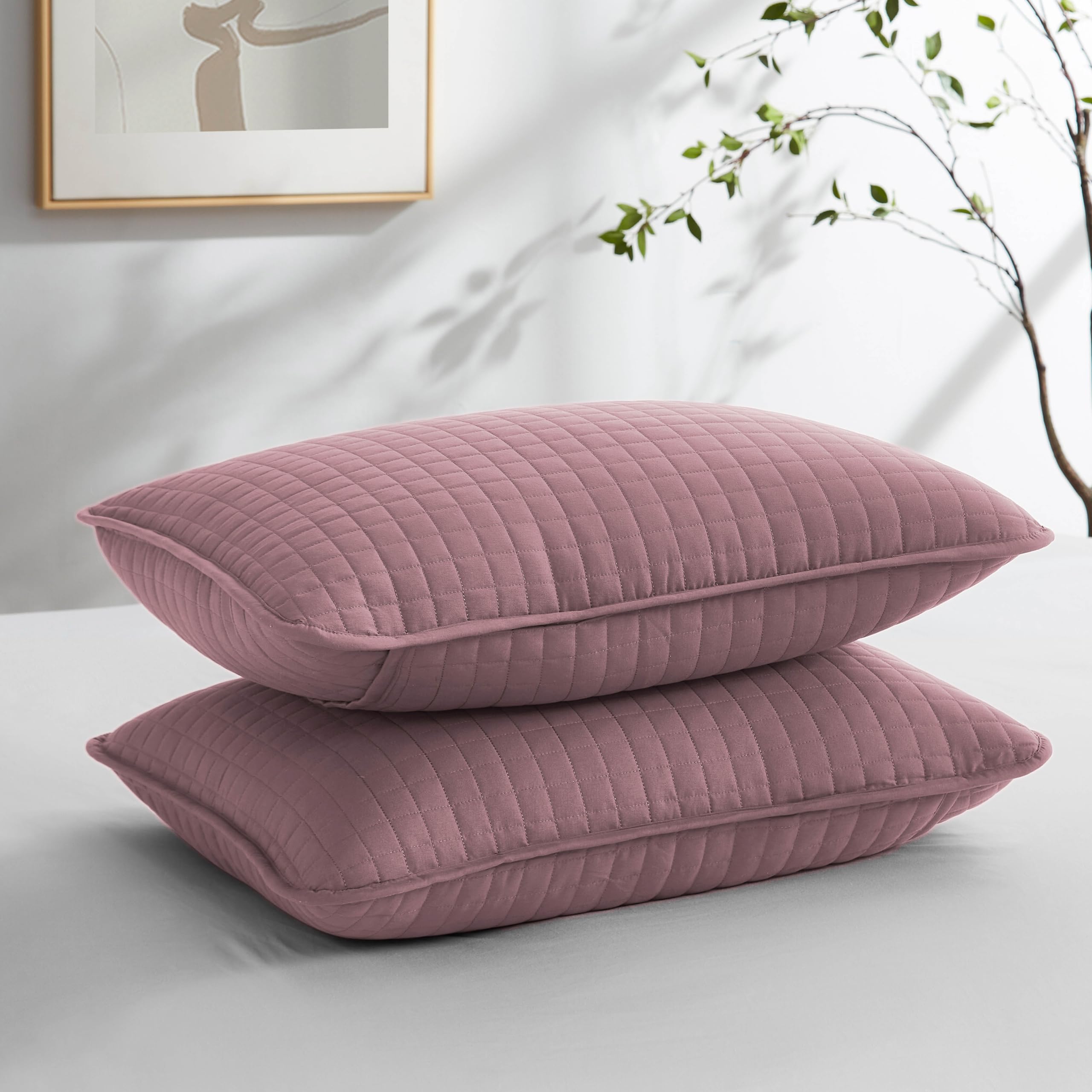 Southshore Fine Living, Inc. - Vilano Springs - Pair Of Quilted Pillow Sham Covers (No Inserts), 26' X 26', Lavender