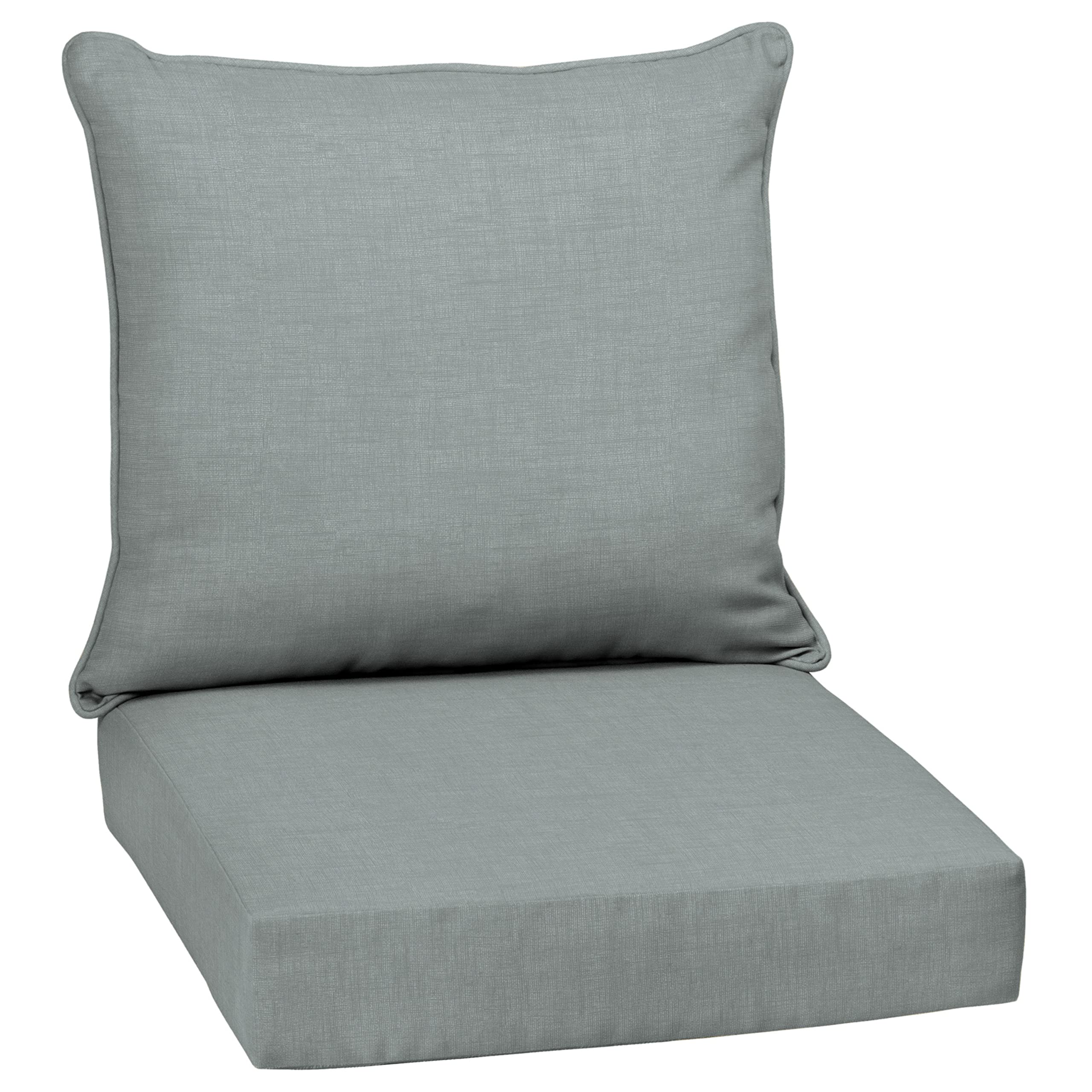 Arden Selections Outdoor Deep Seat Set, 24 X 24, Rain-Proof, Fade Resistant, Deep Seat Bottom And Back Cushion 24 X 24, Stone Gr