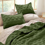Litanika King Size Quilt Bedding Set, Olive Green Summer Lightweight Soft Comforter Bedspreads & Coverlets, Boho Farmhouse Beddi
