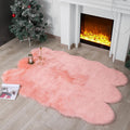 linmopm Faux Fur Rug Sheepskin Shag Fluffy Fuzzy Pink 4x6 ft Rugs for Bedroom Bedside Bed Floor Living Room Plush High-Density C