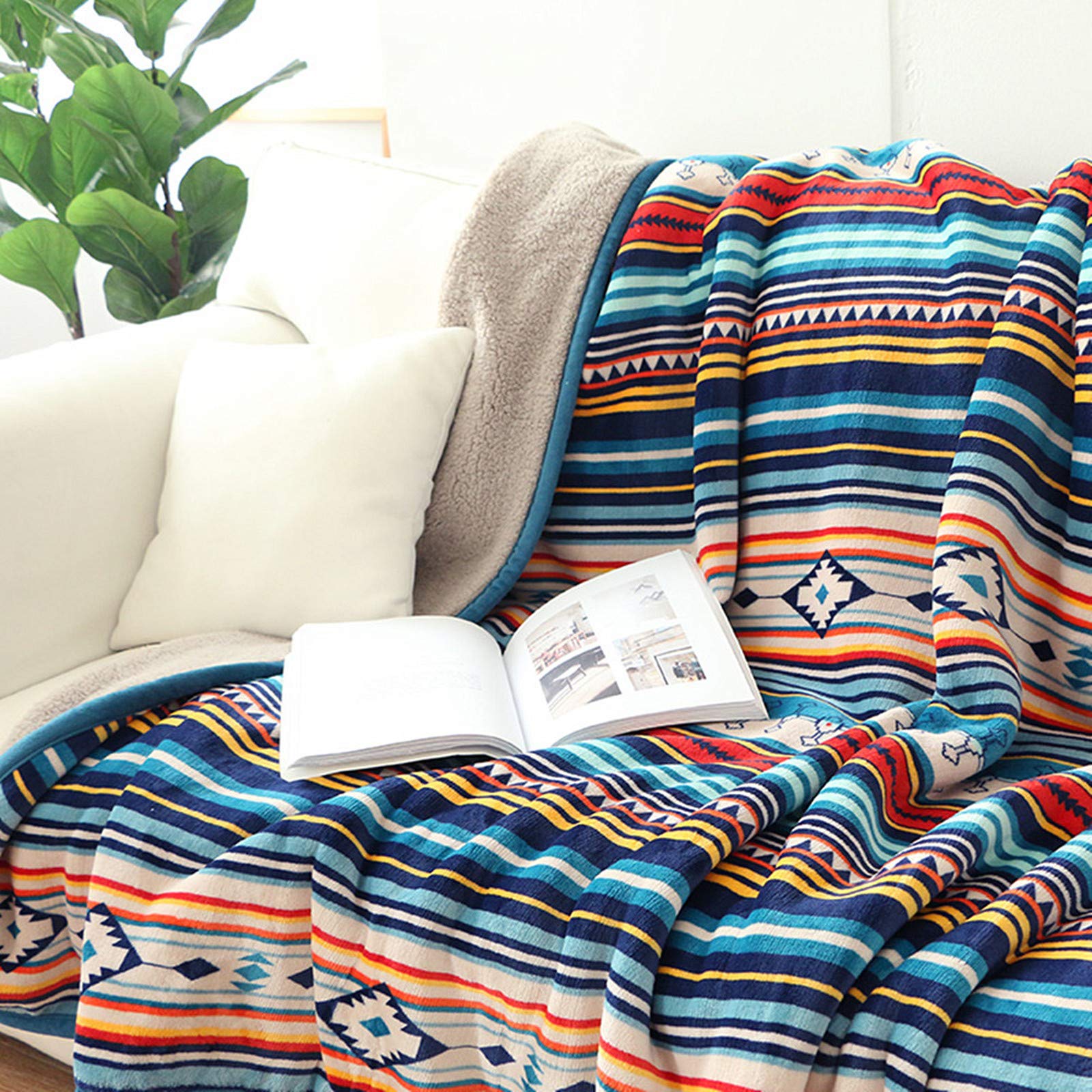 Ukeler Large Bed Blankets 60 X 80 Inch For Bed, Sofa, Couch And Camping Fuzzy Warm Bohemian Fleece Blanket Twin Size