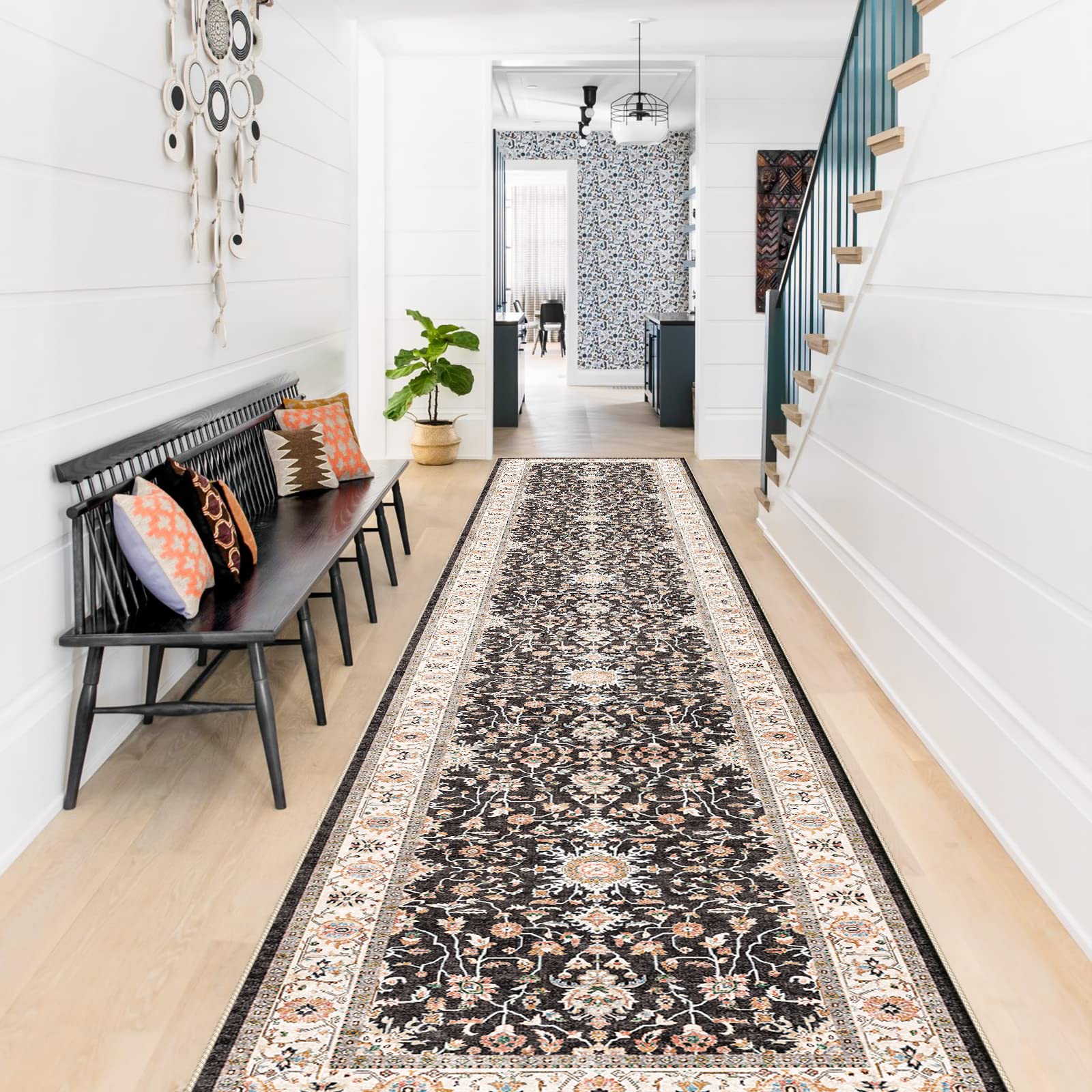 TOPRUUG Washable Runner Rug 2x12 - Hallway Runner Rug Kitchen Rugs and Mats Non Skid Washable Waterproof Carpet Runner for Livin