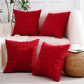 All Smiles Christmas Red Decorative Throw Pillow Covers 16X16 Set Of 4 Farmhouse Home Corduroy Square Cushion Case For Decor Liv