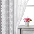 Kotile White Lace Curtains 54 Inch Length For Small Window, Embroidery Vine Floral Vintage Lace Curtains 2 Panels Set, Rod Pocke