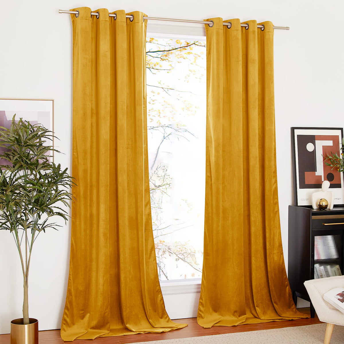 Nicetown Velvet Curtains 108 Inches Long, Bedroom Velvet Blackout Drapes, Extra Long Luxury Curtains Home Decoration Thick Drape