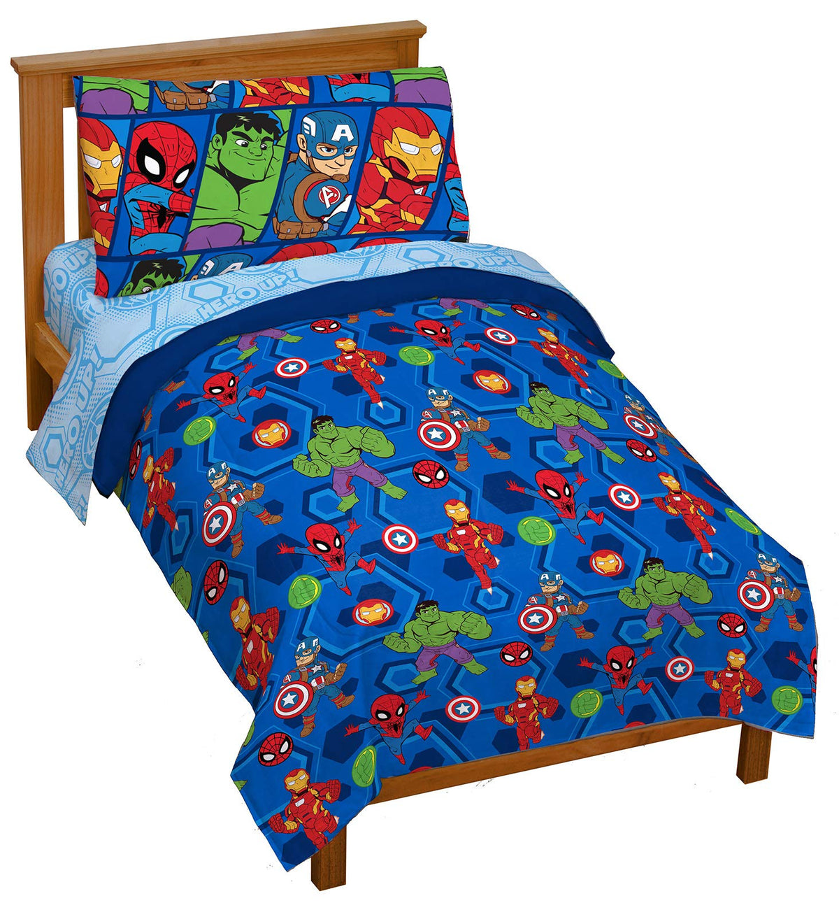 Jay Franco Marvel Super Hero Adventures Hero Together 4Piece Toddler Bed Set Super Soft Microfiber Bed Set Includes Toddler Size