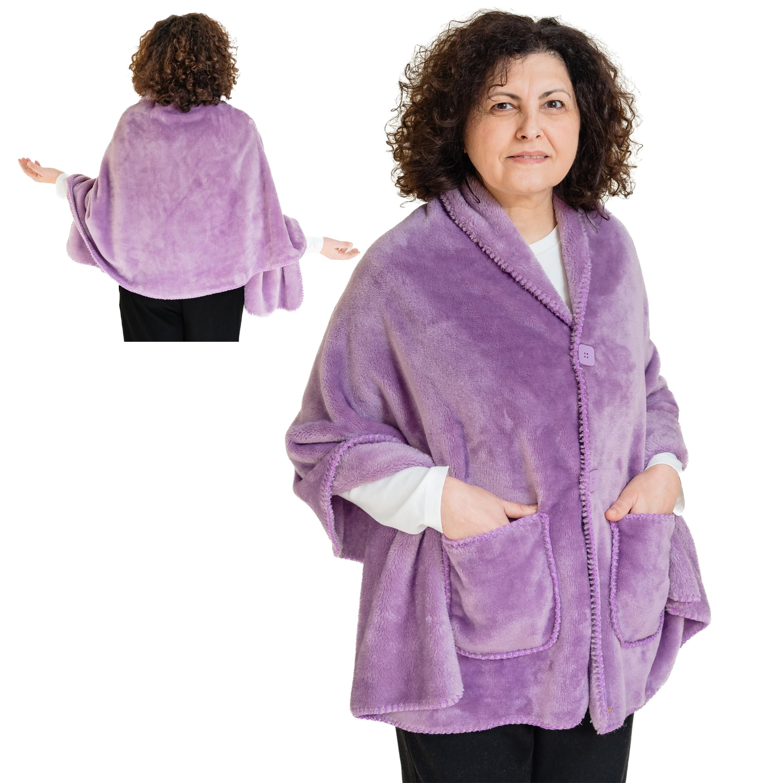 Ezrallora Fleece Wearable Blanket -No Sleeves- Lightweight Warm Wrap Shawl Blanket - Lap Blanket - Gifts For Mom - Gifts For Gra