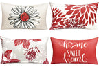 Rysmiyou Decorative Throw Pillow Covers Set Of 4 Wine Red Pillow Covers 12X20 Inch Throw Pillow Cases Linen Pillow Case,Farmhous
