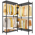 Ulif E4L Lshaped Clothes Rack for Corner, Heavy Duty Freestanding Garment Rack, Metal Clothing Organization Storage System with