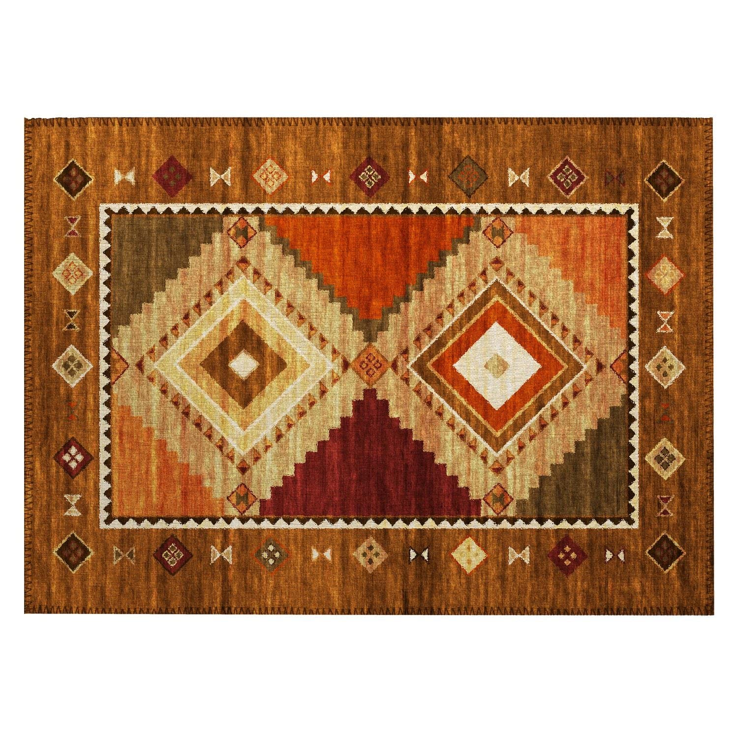 Phoenix Ph2 Brown Southwestern Rug Rectangle 3' X 5'