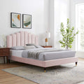 Modway Elise Channel Tufted Performance Velvet Full Platform Bed In Pink With Gold Legs