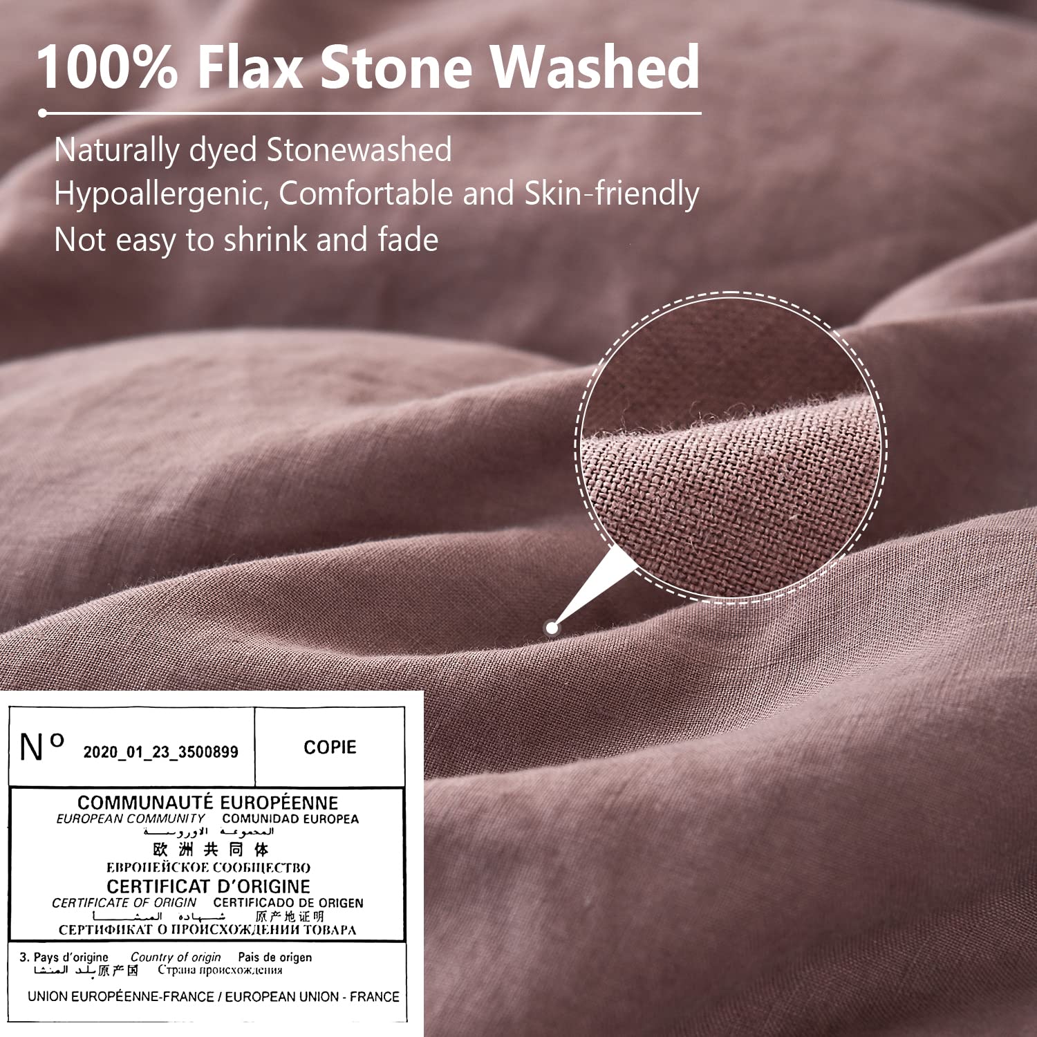 Simple&Opulence 100% Belgian Linen Pillow Shams -Set Of 2, King Size - Basic Style Breathable Pure Linen Suitable For Home - Soft And Durable With Envelope Closure (20''X 36'', Purple)