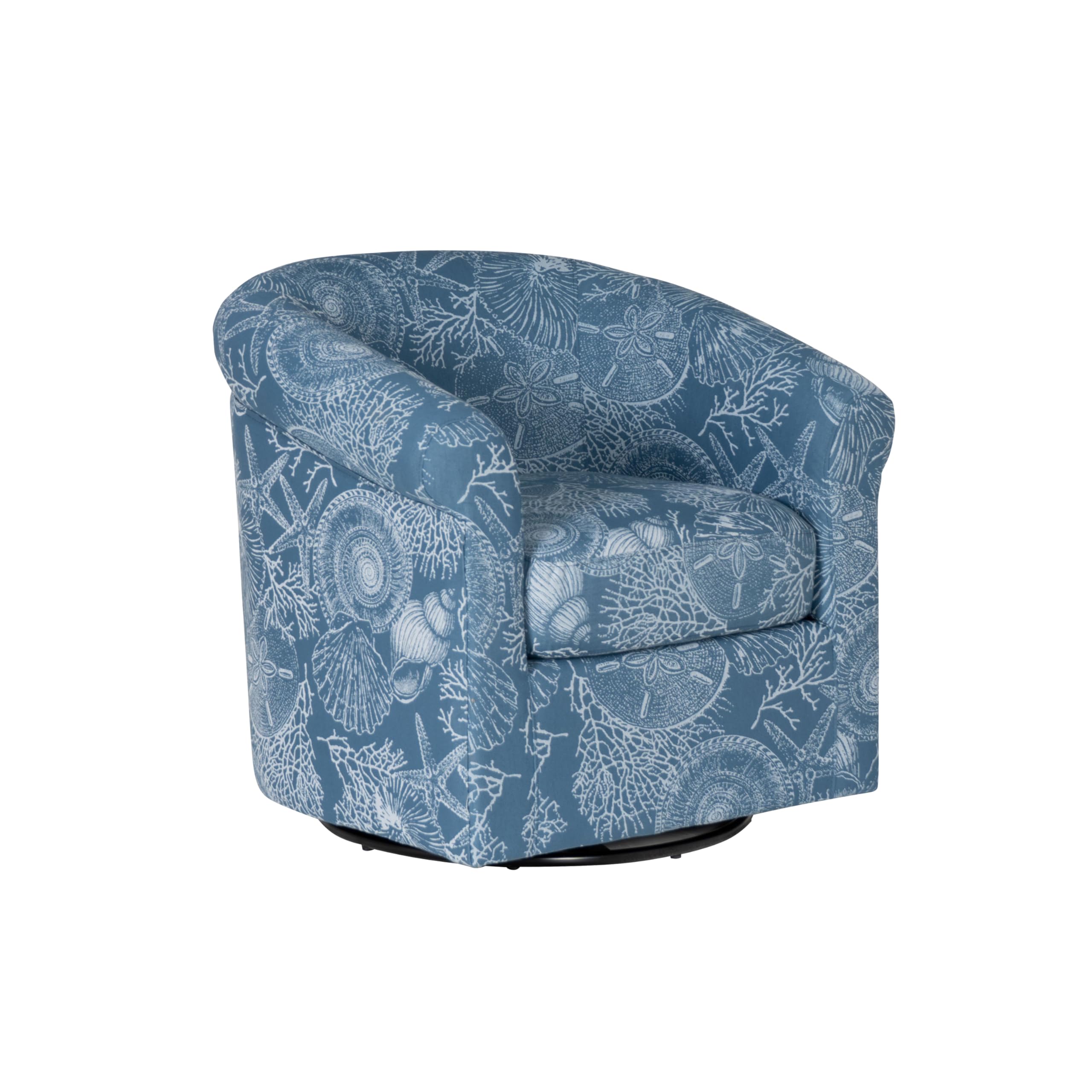 Powell Blue & White Swivel Club Chair Felicity Coastal