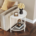 SAYGOER White Half Moon End Tables Small Bed Side Tables Night Stand for Living Bed Room 2 Tier Wood Couch Tables with White Met