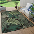 Indoor & Outdoor Rug Flat-Weave Jungle Floral Palm Trees Design Black Green, Size: 2'8' X 4'11'