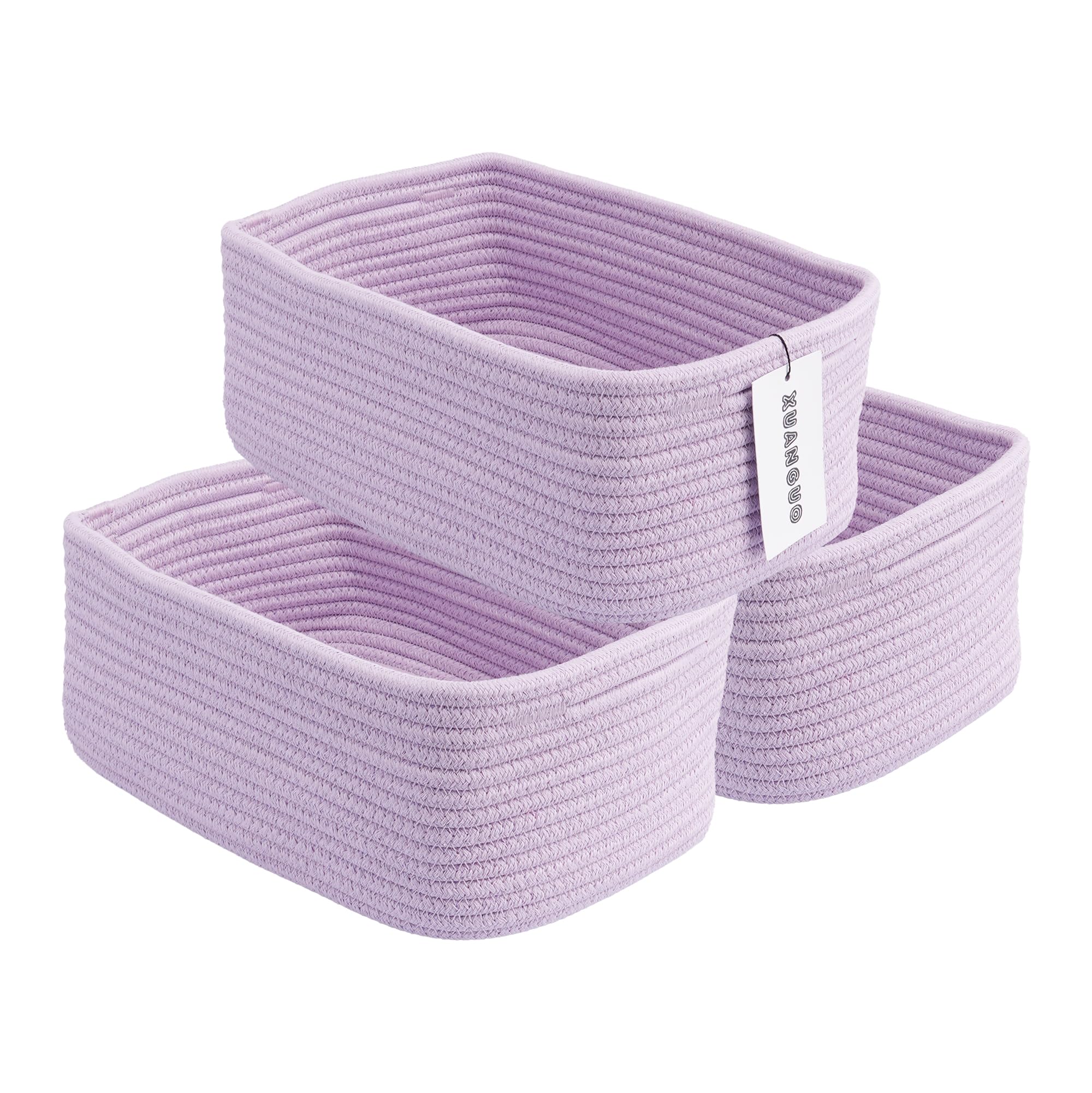 XUANGUO Small Woven Storage Baskets 12X8   X5 Decorative Rope Bins for Organizing Shelves, Closets, and Toys, Empty Gift Baskets
