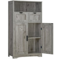 Iwell Bathroom Cabinet With 2 Drawers & 2 Adjustable Shelves, Storage Cabinet With Doors, Cupboard, Floor Cabinet For Living Room, Entryway, Home Office, Grey