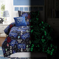 Kaleido Space Kids Comforter Set Twin Size For Boys, Glow In The Dark Black Gamer Bedding Set Twin-1 Twin Comforter, 1 Decor Pil