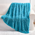 Yusoki Teal Faux Fur Throw Blanket,2 Layers,50' X 60', Turquoise Soft Fuzzy Fluffy Plush Furry Comfy Warm Blanket For Teens Gi