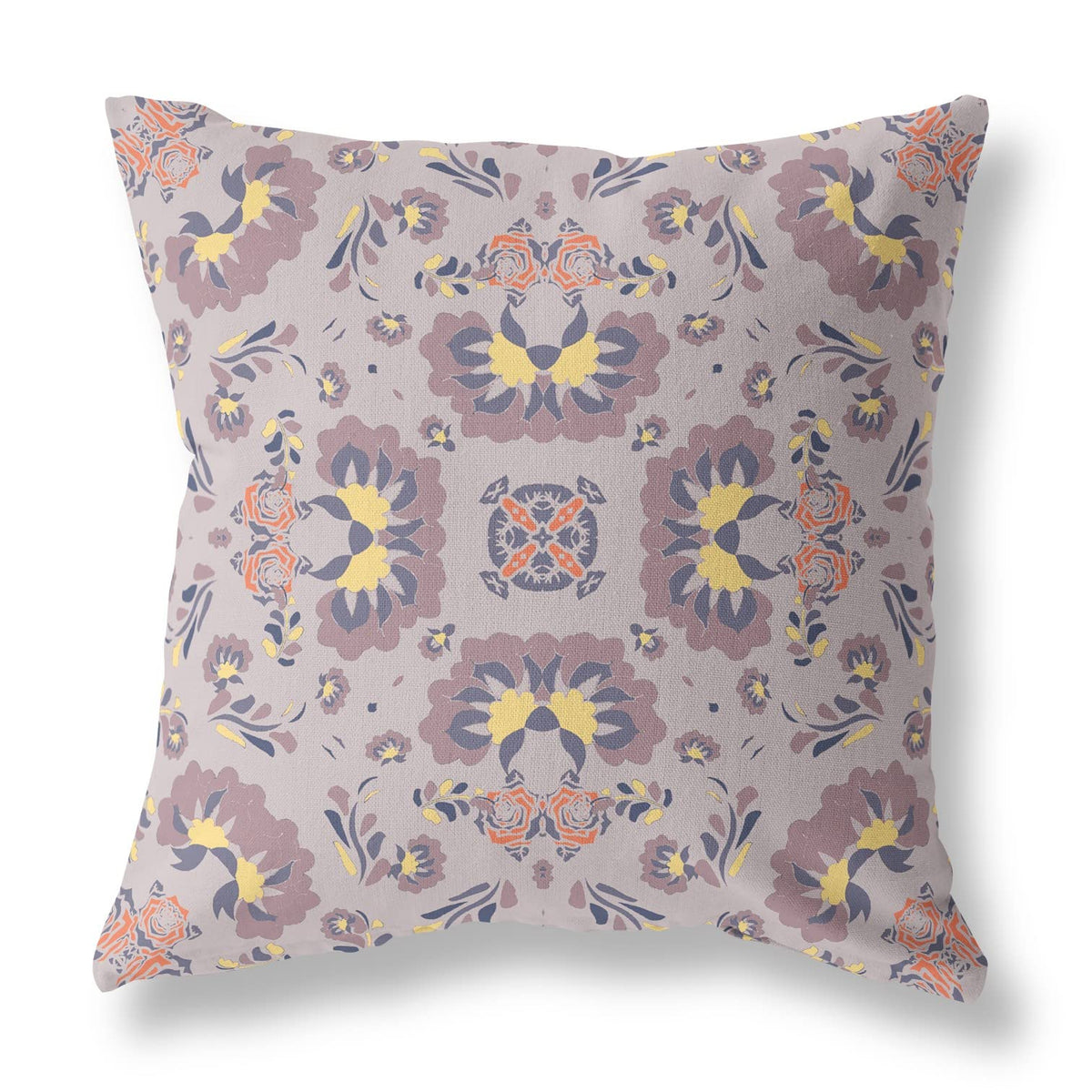 HomeRoots 28' X 28' Muted Purple and Yellow Broadcloth Floral Throw Pillow