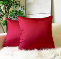 Aiking Home 26X26 Inches Faux Silk Square European Shams, Zipper Closure, Red (Set Of 2)
