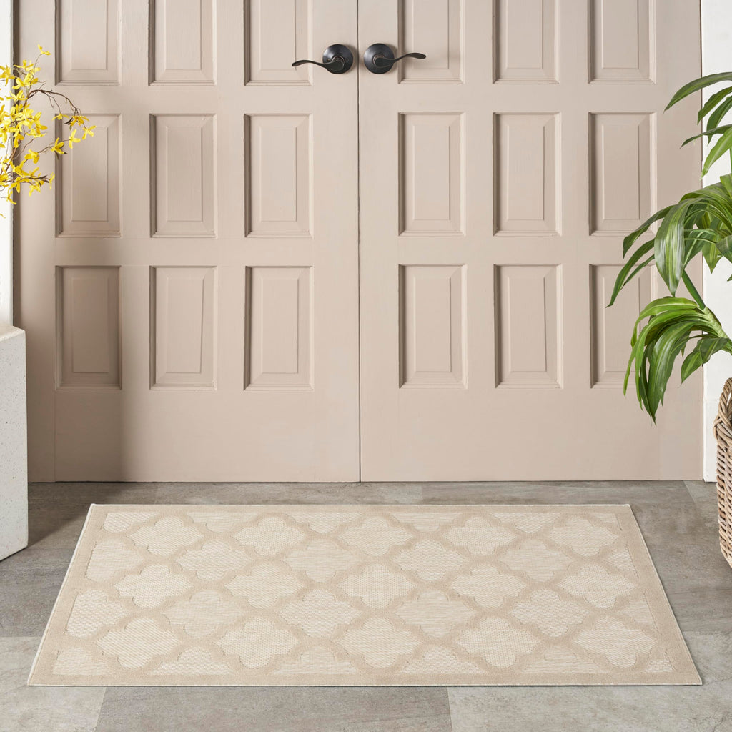 Nourison Easy Care Modern Indoor/Outdoor Cream 2' X 4' Area Rug, Easy Cleaning, Non Shedding, Bed Room, Living Room, Dining Room, Backyard, Deck, Patio (2X4)