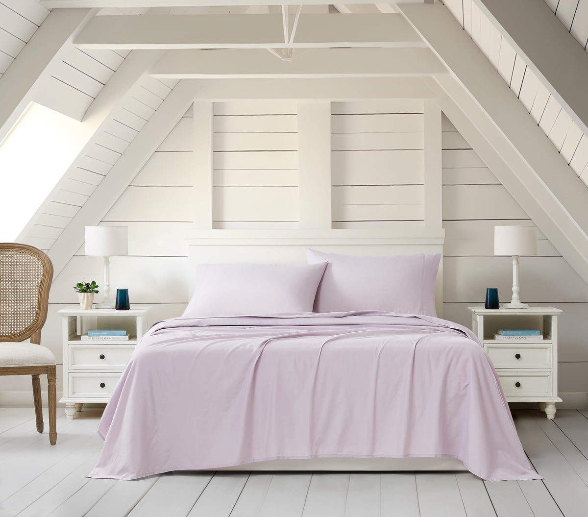 Linen Closet Luxury Cotton Blend 4-Piece Sheet Set, King, Lavender