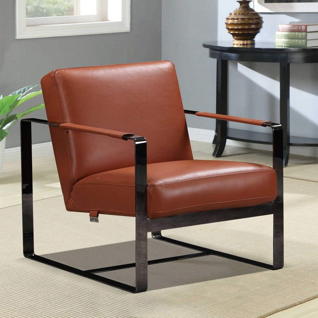 HomeRoots Furniture 28' X 35' X 31' Camel Leather Accent Chair