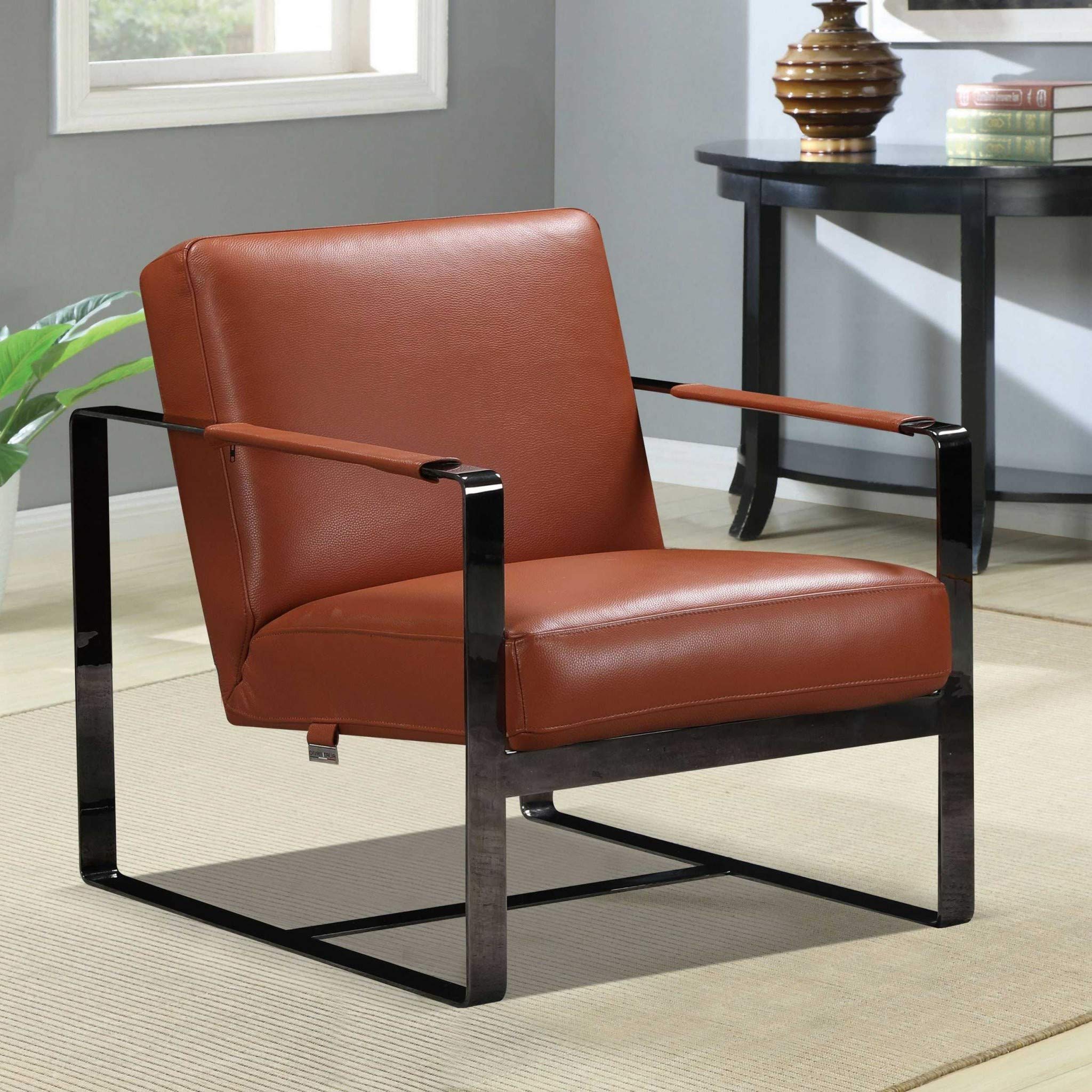 HomeRoots Furniture 28' X 35' X 31' Camel Leather Accent Chair