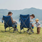 Ever Advanced Oversized Folding Rocking Camping Chair, Padded Portable Rocker Chair For Patio, Lawn And Outdoors, Heavy Duty Hard Armchair For Adults Supports 400Lbs, Blue