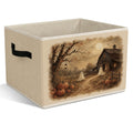Yorhifa Rustic Farmhouse Fall Ghost Halloween Storage Bins with Handles, Spooky Vintage Autumn Ghost Collapsible Laundry Basket 