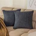 Kevin Textile Set Of 2 Decor Supersoft Pillow Covers Striped Velvet Corduroy Decorative Throw Toss Cushion Cover For Sofa, Dark