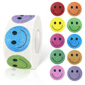 Yeachlaing 1 Inch Shiny Happy Face Stickers Circle Dots Labels Reward Stickers Teachers Stickers(500Pcs,Multicolored)