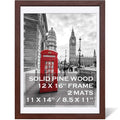 12x16 Picture Frames Dark Cherry Made of Solid Wood Display Pictures 11X14 Inch or 8.5x11 with Mat or 12x16 Inch without Mat for