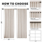 Meetbily 86 Inch Curtains Semi Sheer Linen Drapes For Living Room 2 Panels Light Filtering Back Tab Farmhouse Traditional Boho A