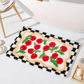ORTIGIA Cute Checkered Bathroom Rug Red Cherry Bath Mat Soft Microfiber Non Slip Washable Absorbent Rugs for Laundry Sink Floor 