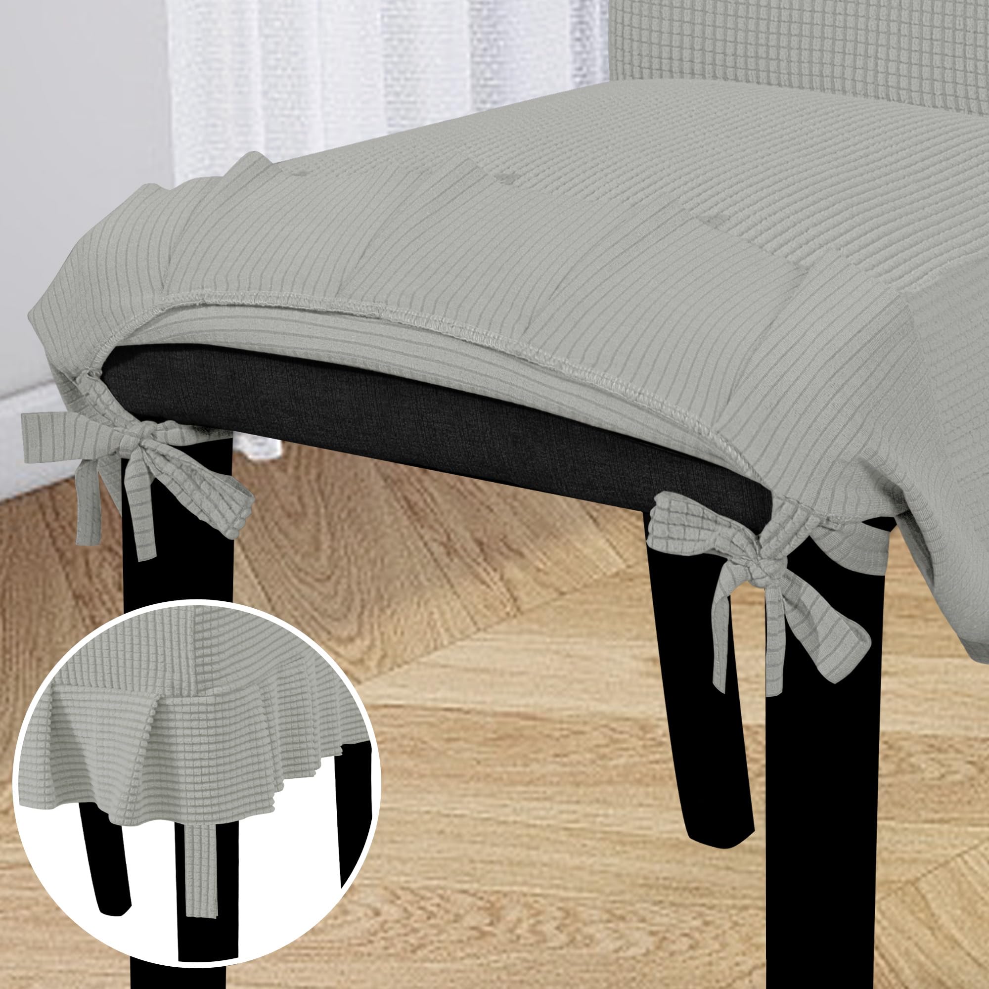 Easy-Going Dining Chair Covers Stretch Parsons Chair Slipcover With Skirt Chair Covers For Dining Room Restaurant Banquet (8 Pcs