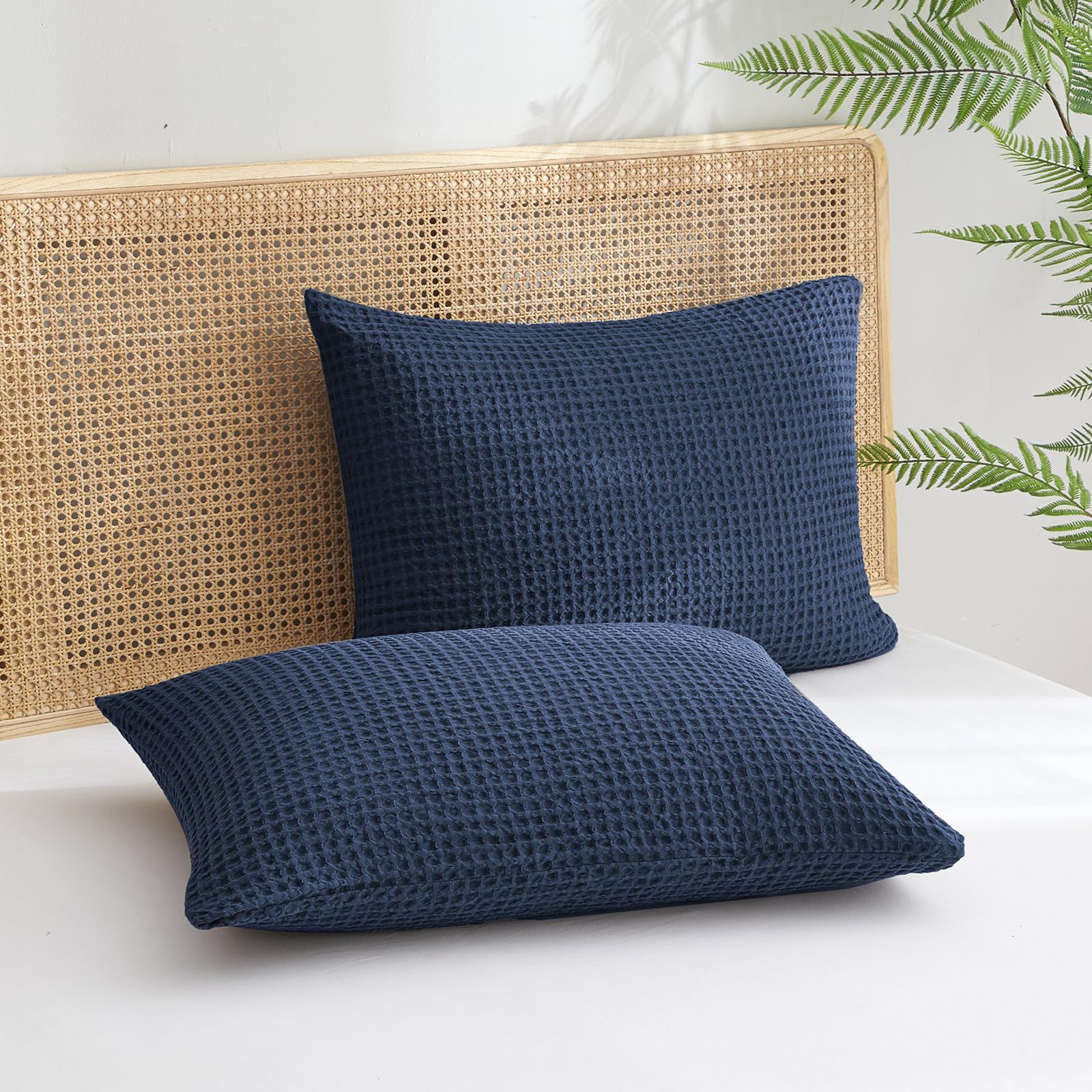 Phf Ultra Soft Waffle Weave Pillowcases King Size 20' X 36' 2 Pack, No Insert, Breathable Skin-Friendly Pillow Shams, Decorati
