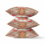 HomeRoots Muted Green Pink Peach Red 18â€ Peach Green Geo Tribal Suede Throw Pillow