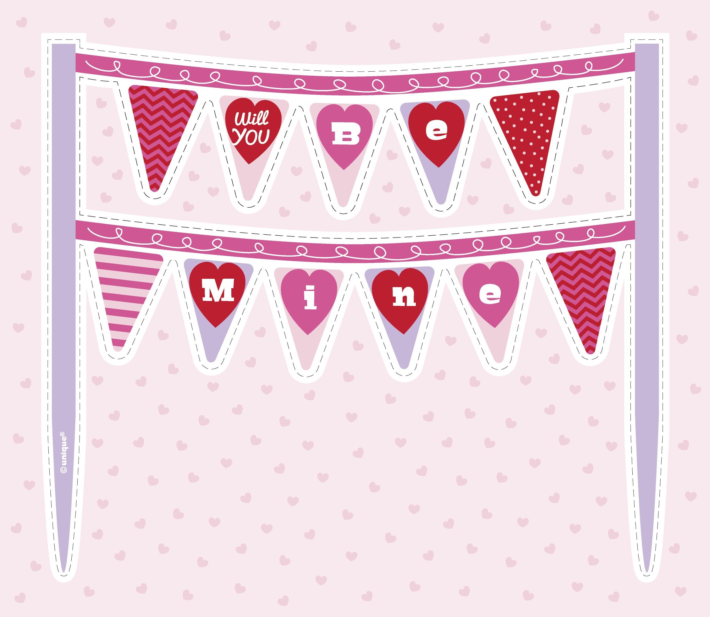 Unique 62630 Valentine'S Day Cake Bunting Topper, 1Ct, Multicolor