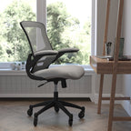 Flash Furniture Kelista Mid-Back Dark Gray Mesh Swivel Ergonomic Task Office Chair With Flip-Up Arms And Transparent Roller Wheels