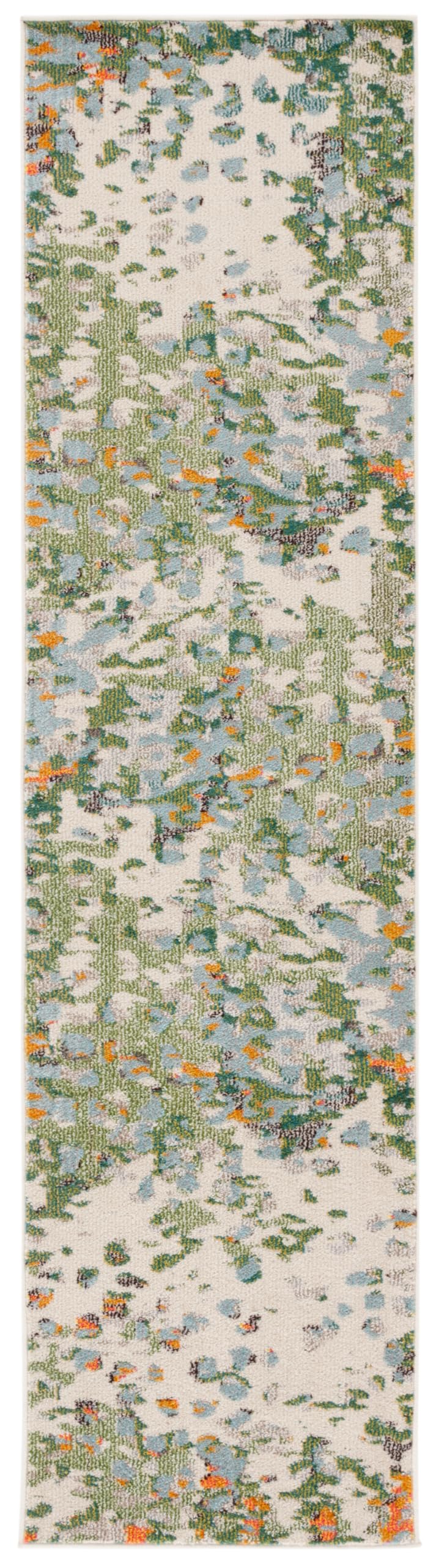 SAFAVIEH Monaco Collection Runner Rug - 22 x 8, Sage & Rust, Abstract Watercolor Design, Non-Shedding & Easy Care, Ideal for H