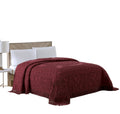 Beatrice Home Fashions Medallion Chenille Bedspread, Queen, Burgundy