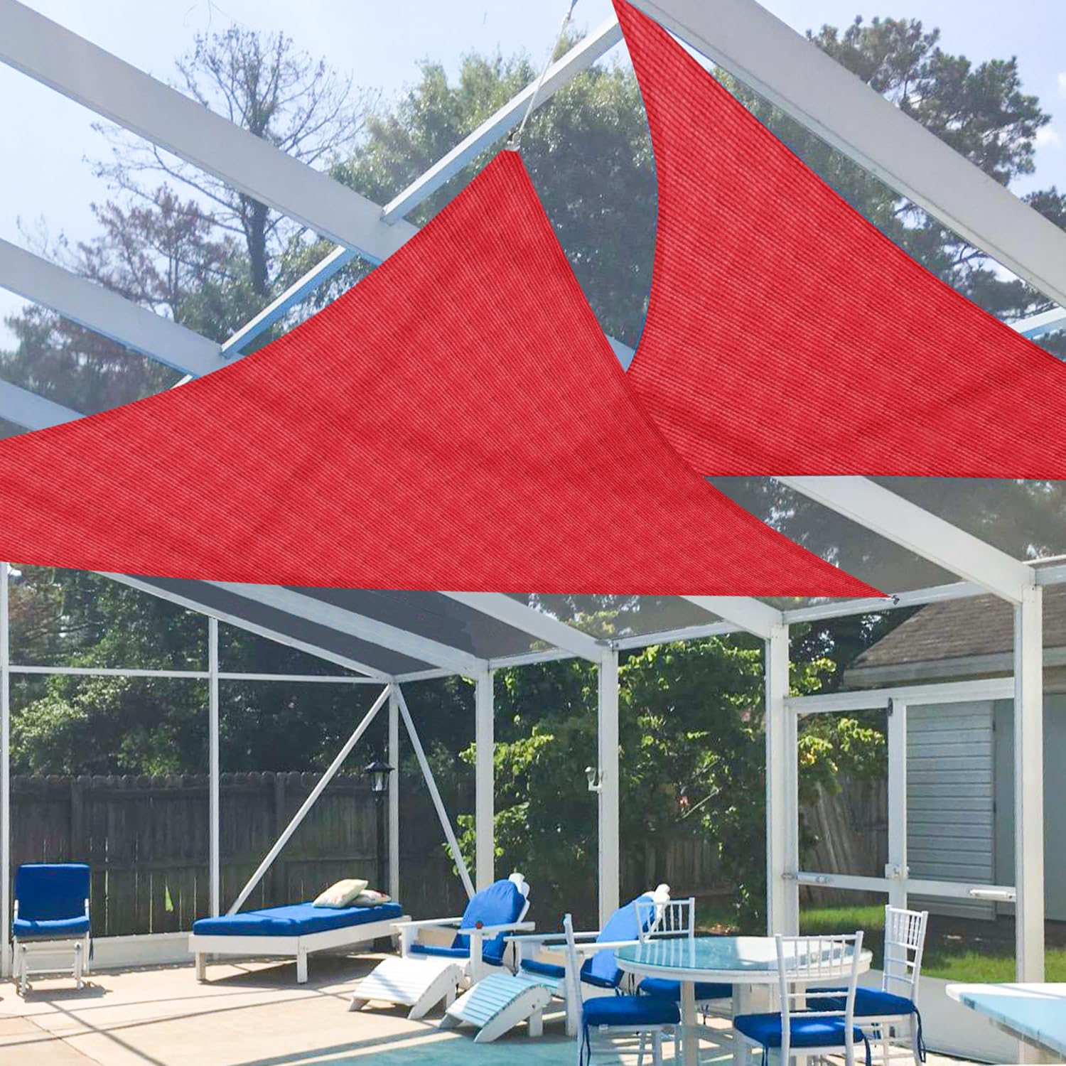 E&K Sunrise 8' X 8' X 11' Sun Shade Sail Right Triangle Canopy Shade Cover Uv Block For Patio Backyard Garden Outdoor (Red)