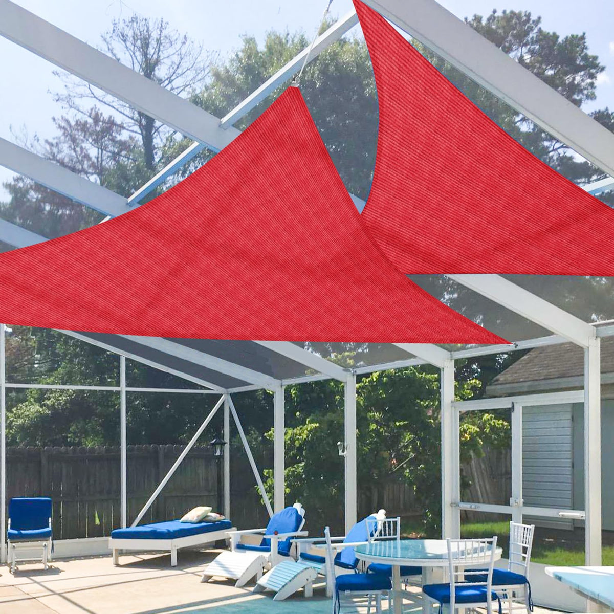 E&K Sunrise 6' X 8' X 10' Sun Shade Sail Right Triangle Canopy Shade Cover Uv Block For Patio Backyard Garden Outdoor (Red)