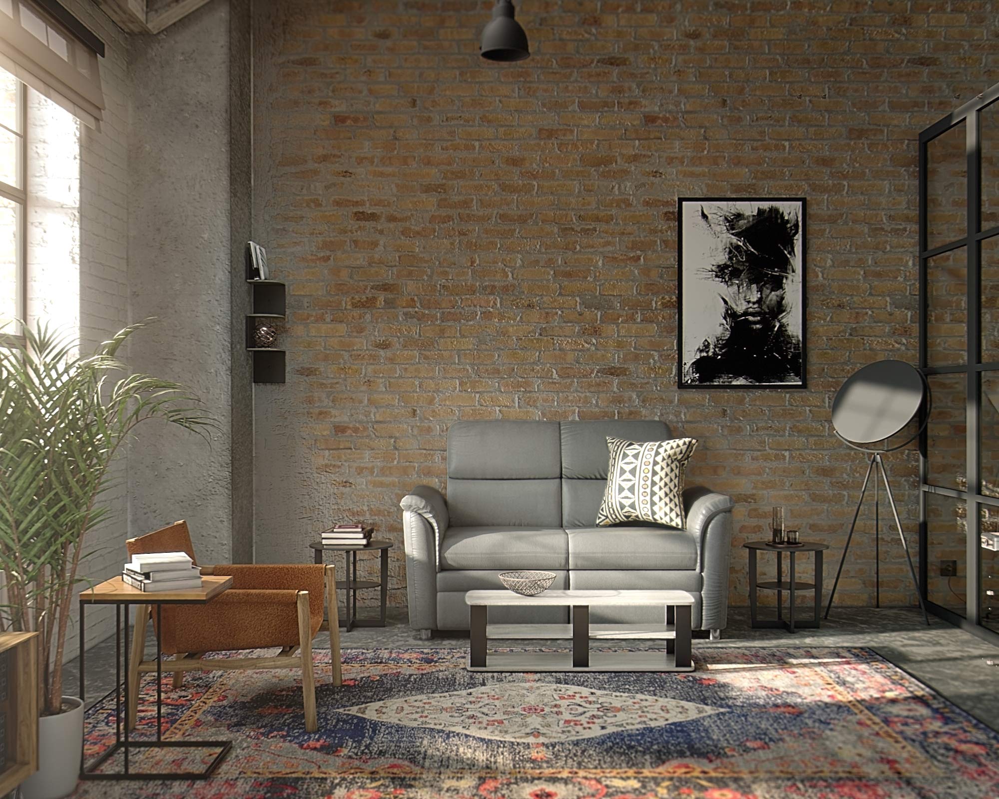 Furinno Jaya Oval End Table, Two, Walnut