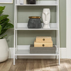 Walker Edison Sophia Modern 4 Shelf Ladder Bookcase Engineered Wood White 55 Inch