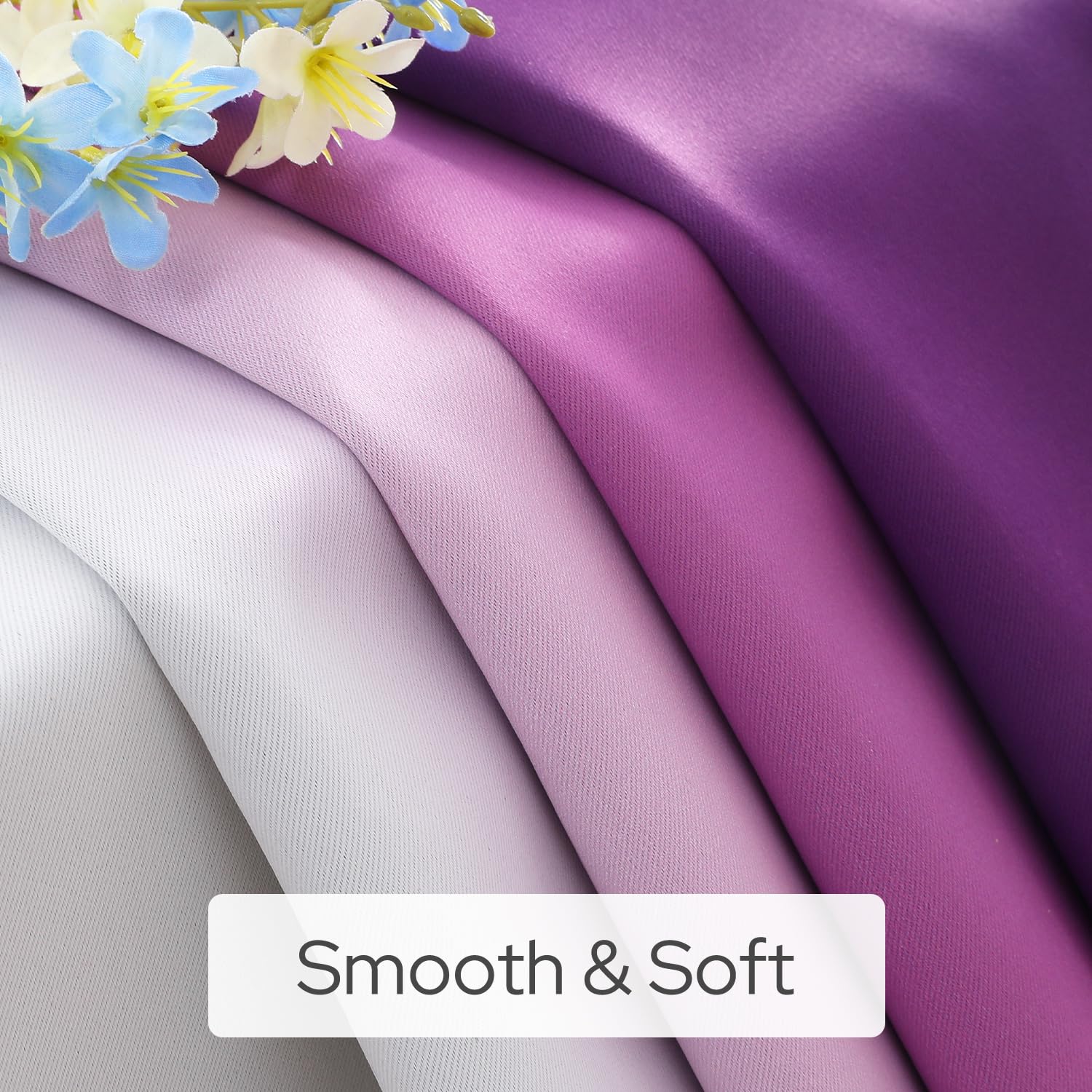 Homeideas Purple Ombre Blackout Curtains, 52 X 96 Inch Length Gradient Color Room Darkening Curtains With Grommet Thermal Insulated Window Curtains & Drapes For Living Room, Bedroom, 2 Panels